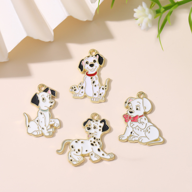 Oil Dripping Dalmatian Pendant Alloy Jewelry Accessories Earrings Necklace Pendant Keychain Pendant Wholesale Customization
