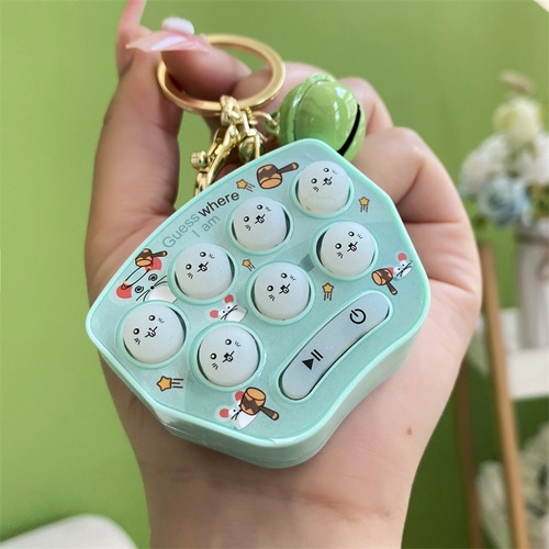 Handheld mini whack-a-mole game console keychain fun decompression light-emitting sound children's toys small pendant wholesale