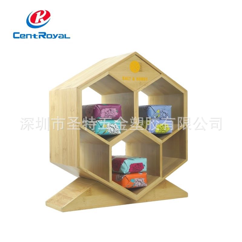 厂家直销 竹制设计感毛巾展示架 桌面香皂展示架 洗浴用品展示架