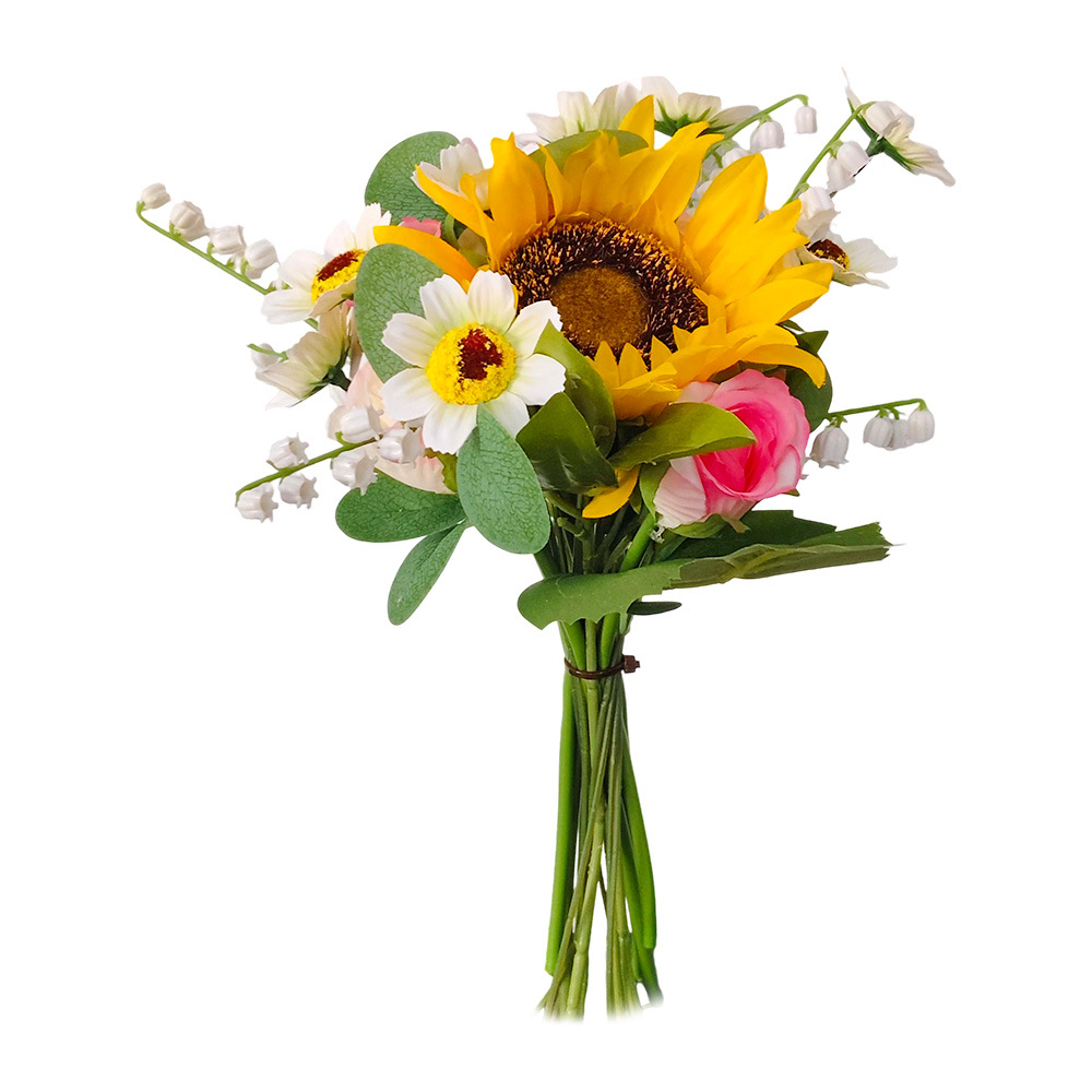 Flor de girasol flor de plástico fresco flores falsas flores secas ramo floral sala de estar decoración floral de seda de mesa