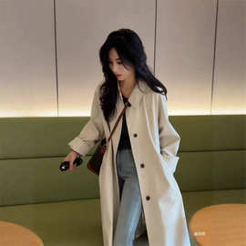 长款风衣外套女韩版时尚2025秋季新款松弛感通勤百搭双排扣大衣潮