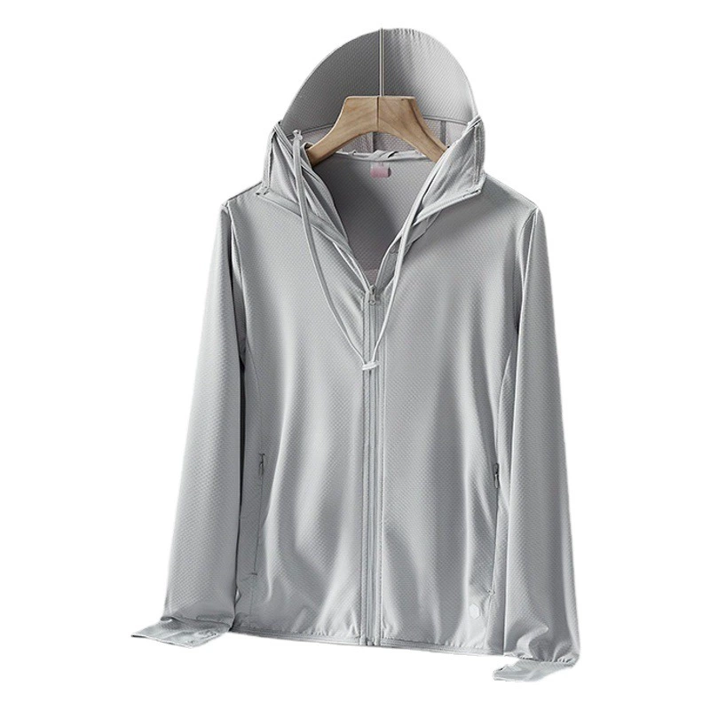 Популярная летняя легкая солнцезащитная одежда для женщин и мужчин, тонкая куртка из ледяного шелка с защитой от ультрафиолета для активного отдыха на природе.
