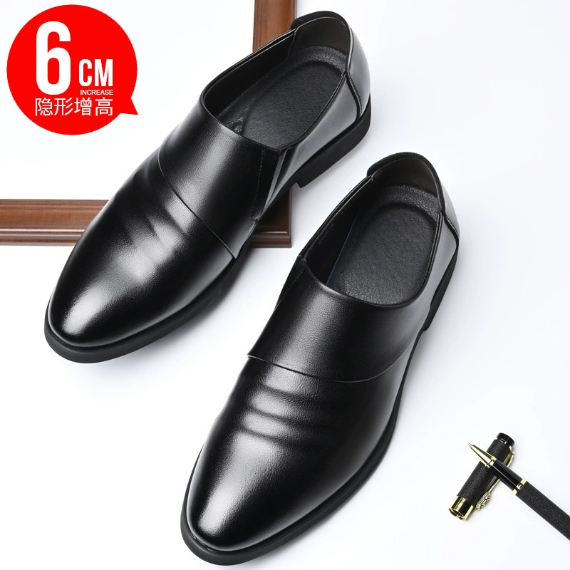 Внутренне увеличенные мужские кожаные ботинки повседневные деловые ботинки Черные кожаные ботинки на низком каблуке кожаные бизнес-ботинки