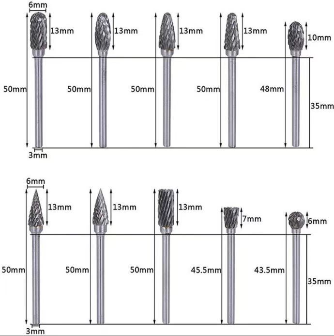 メーカー木工ツール電動研削ヘッド 3 ミリメートルセットタングステン鋼研削ヘッド超硬ロータリーファイルクロスボーダーホットセール|undefined