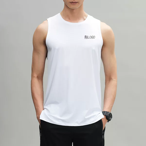 Brand Logo in stock Vest Quick-drying Short-sleeved Sleeveless T-shirt Men's Summer Breathable Sweat-wicking Running Fitness Top