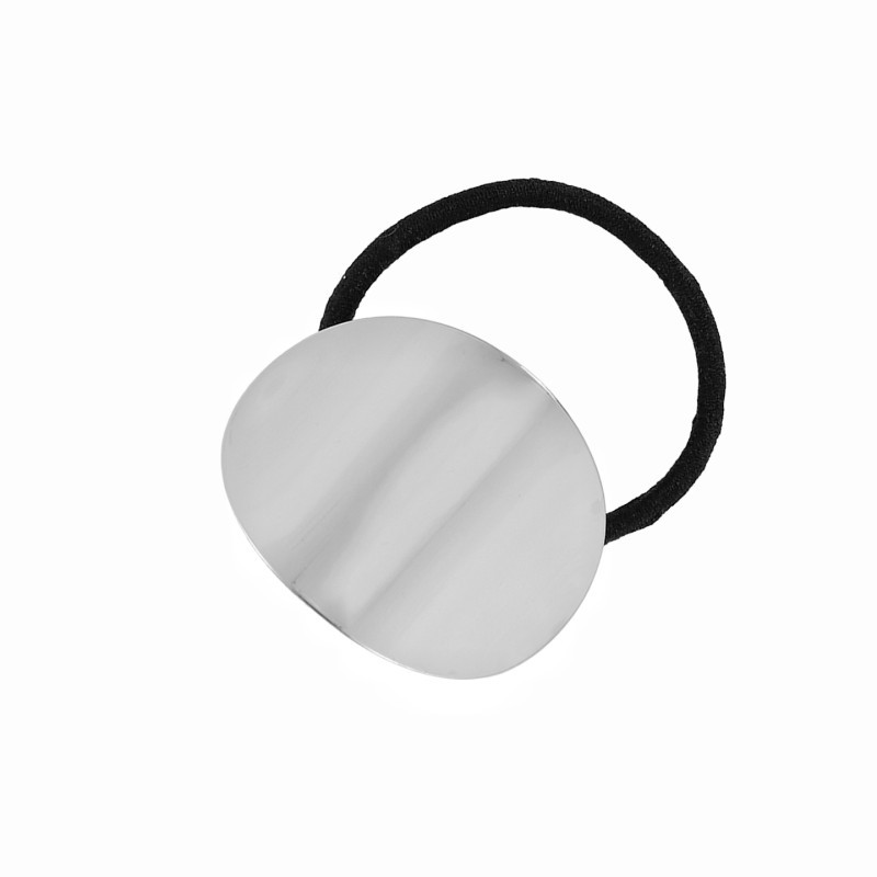 Corea del Sur simple ovalada brillante metal cepillado cuerda de pelo de las mujeres de alta banda de Pelo elástico lazo de pelo banda de goma cuerda de cabeza