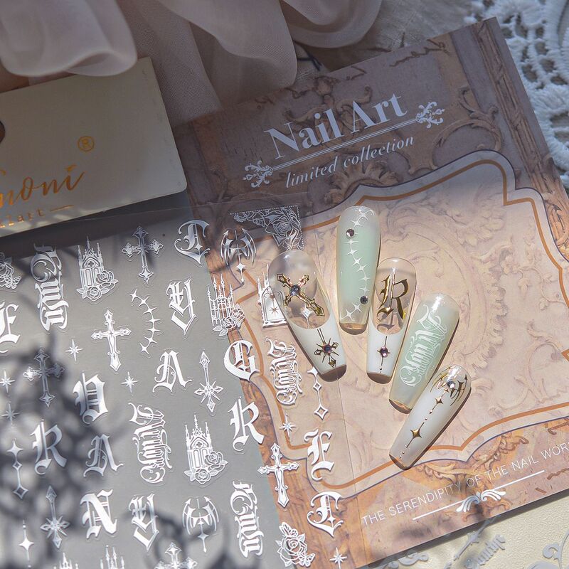 Tomoni Thin and Tough Manicure Stickers Export Popular European and American Ultra-Thin Nail Stickers Dark Gothic Impression Material