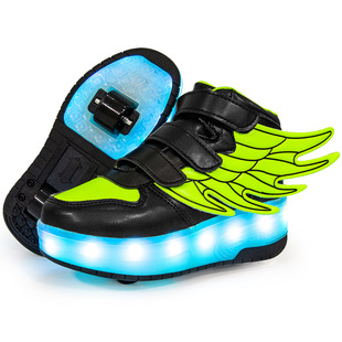 Two-wheeled rechargeable wings heelloon shoes high-top wings heelloon shoes colorful heelloon shoes children's roller skates