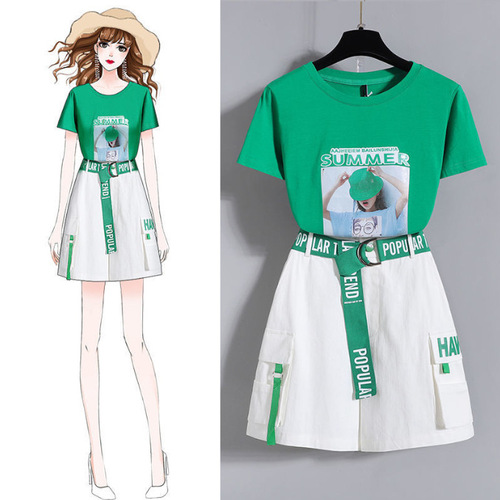 Women's Summer 2024 New Model Petite Charming Stylish Youthful Two-Piece Work Short Shorts and T-Shirt Set