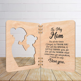 Cross-Border Customized Mother's Day Greeting Card Folding Gift Card Wooden Decorative Card Birthday Gift Card Wooden Crafts