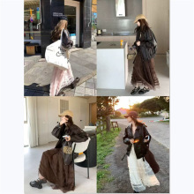 加绒里衬2025年法式浪漫木耳边层叠宽松长款纱裙