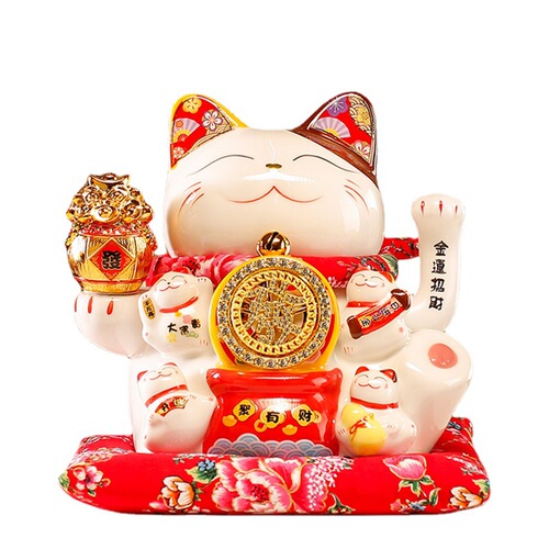 New store opening Lucky Cat as a congratulatory gift Electric hand crank front desk cashier Large Lucky Cat ceramic ornament gift