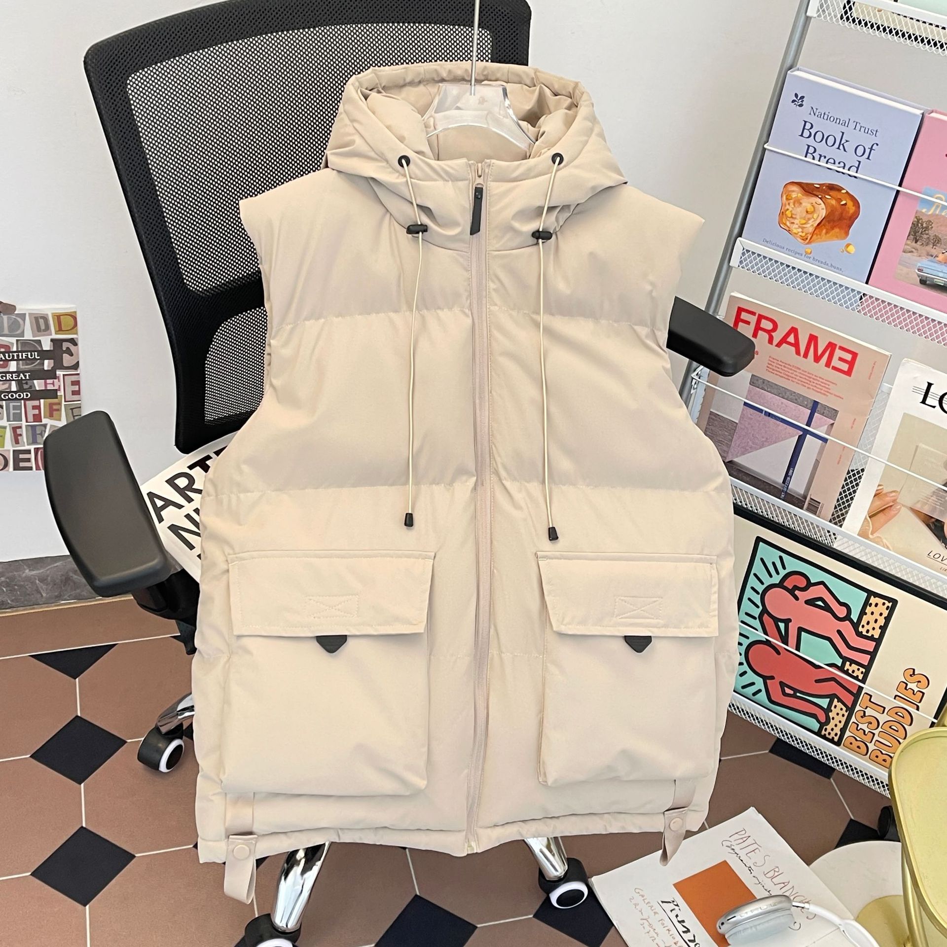Transfronterizo otoño y invierno chaleco de hombre chaleco de color sólido marca de moda coreana engrosado hombre caliente bolsillo de hombro de pareja image 2