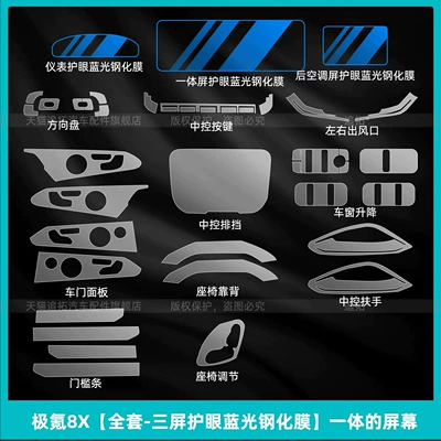 Car interior film | the central control screen, and other modification - zeekr-8x-full-set-three-screen-eye-care-blue-light-tempered-glass-screen-protectors-integrated-screen