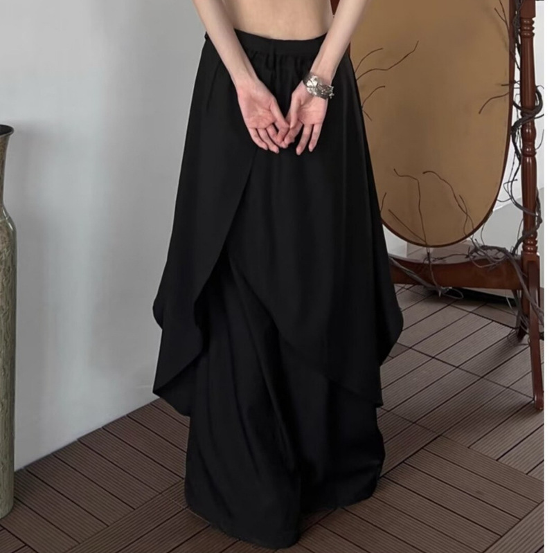 New Chinese-Style Retro Layered Yohji Yamamoto Irregular Patchwork Faux Two-Piece Wide-Leg Skirt Pants Loose Men's Dress Pants New Chinese-Style Retro Layered Yohji Yamamoto Irregular Patchwork Faux Two-Piece Wide-Leg Skirt Pants Loose Men's Dress Pants