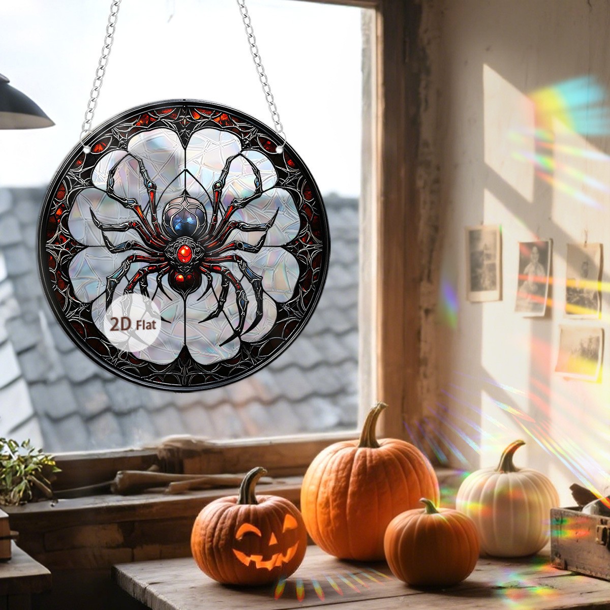 Nuevos productos transfronterizos Halloween Acción de Gracias encantador cabeza de calabaza fantasma 2D acrílico plano colgante decoración de ventana porche