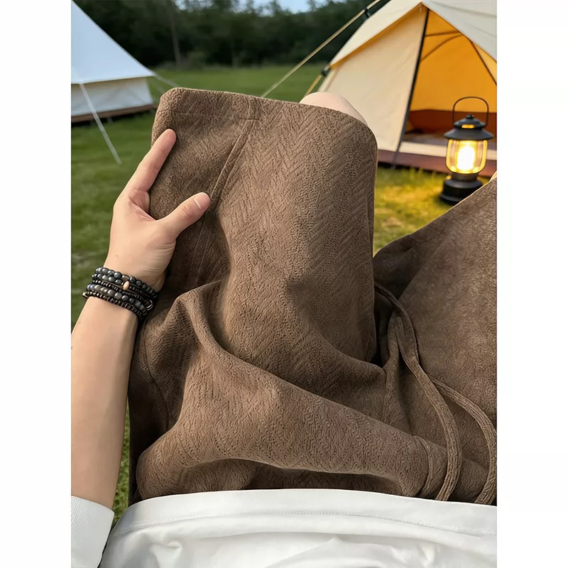 Retro Herringbone Pattern Shorts for Men, Trendy and Fashionable, Versatile, Loose-Fitting, New Summer Style, Outdoor Casual, Elastic Waist Mid-Length Shorts