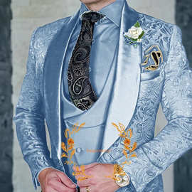新款亚马逊速卖通独立站男士西服男三件套新郎伴郎婚礼大码西装男