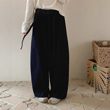 活性染植绒牛仔裤 2025冬季新款 遮肉抽绳松紧腰加绒休闲裤女2303