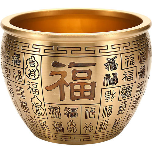 Brass rice cylinder ornaments household Baifu cylinder cornucopia piggy bank to attract wealth desktop office decorations