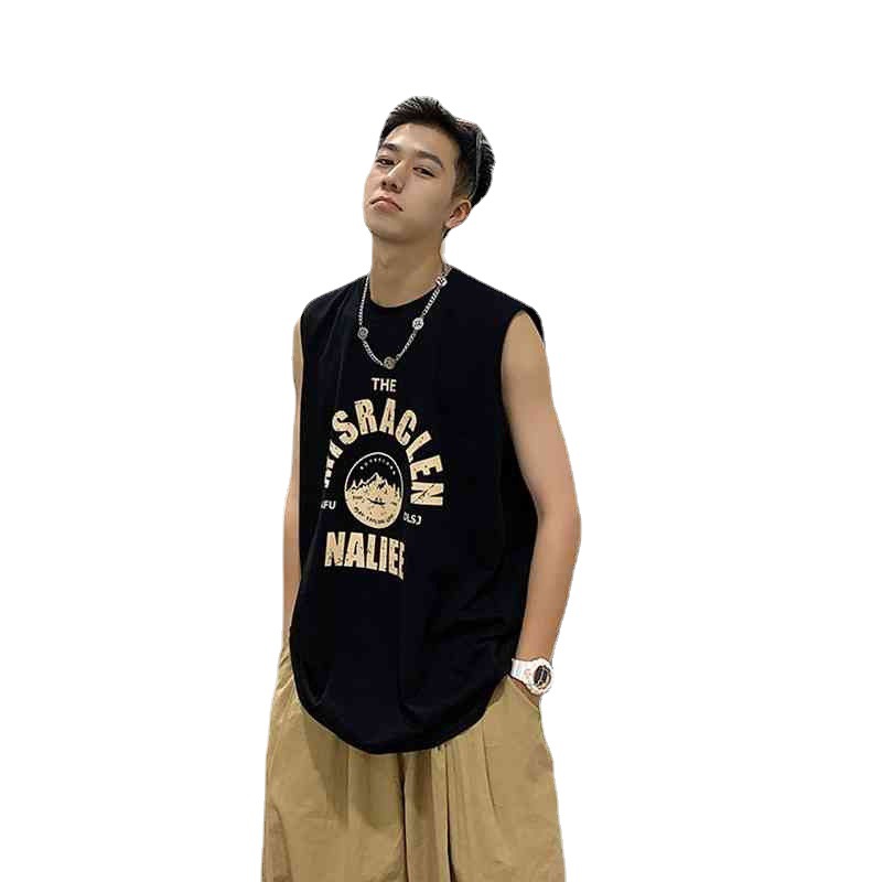 Chaleco chaleco personalidad de los hombres de moda hip hop camiseta sin mangas suelta marca de moda ins deportes de verano manga corta ropa exterior