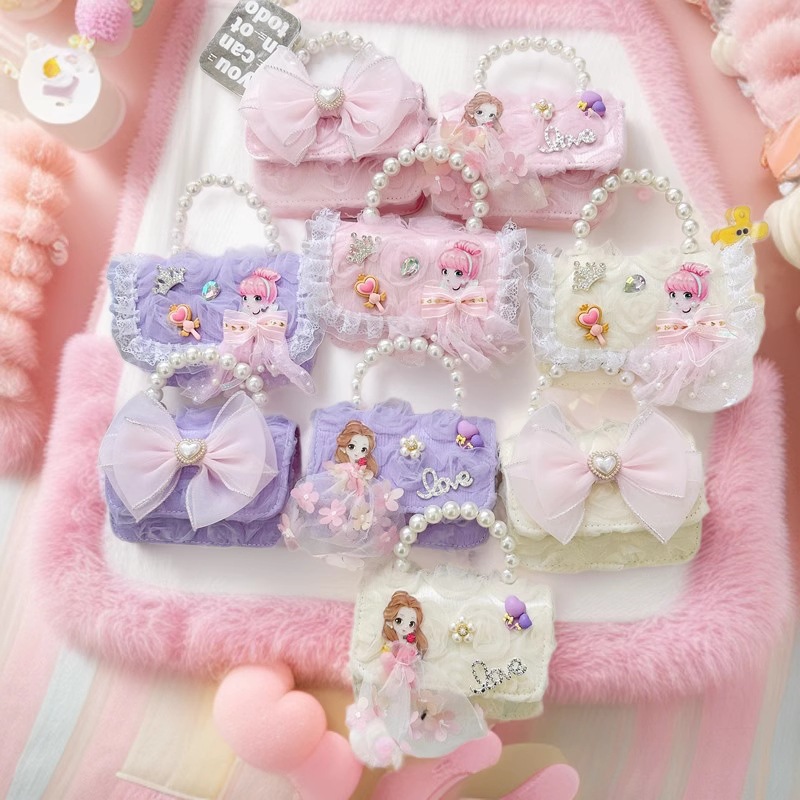 Bolsos infantiles de moda extranjera arco de perla bolsos de mano princesa bolsos de hombro cadenas de moda