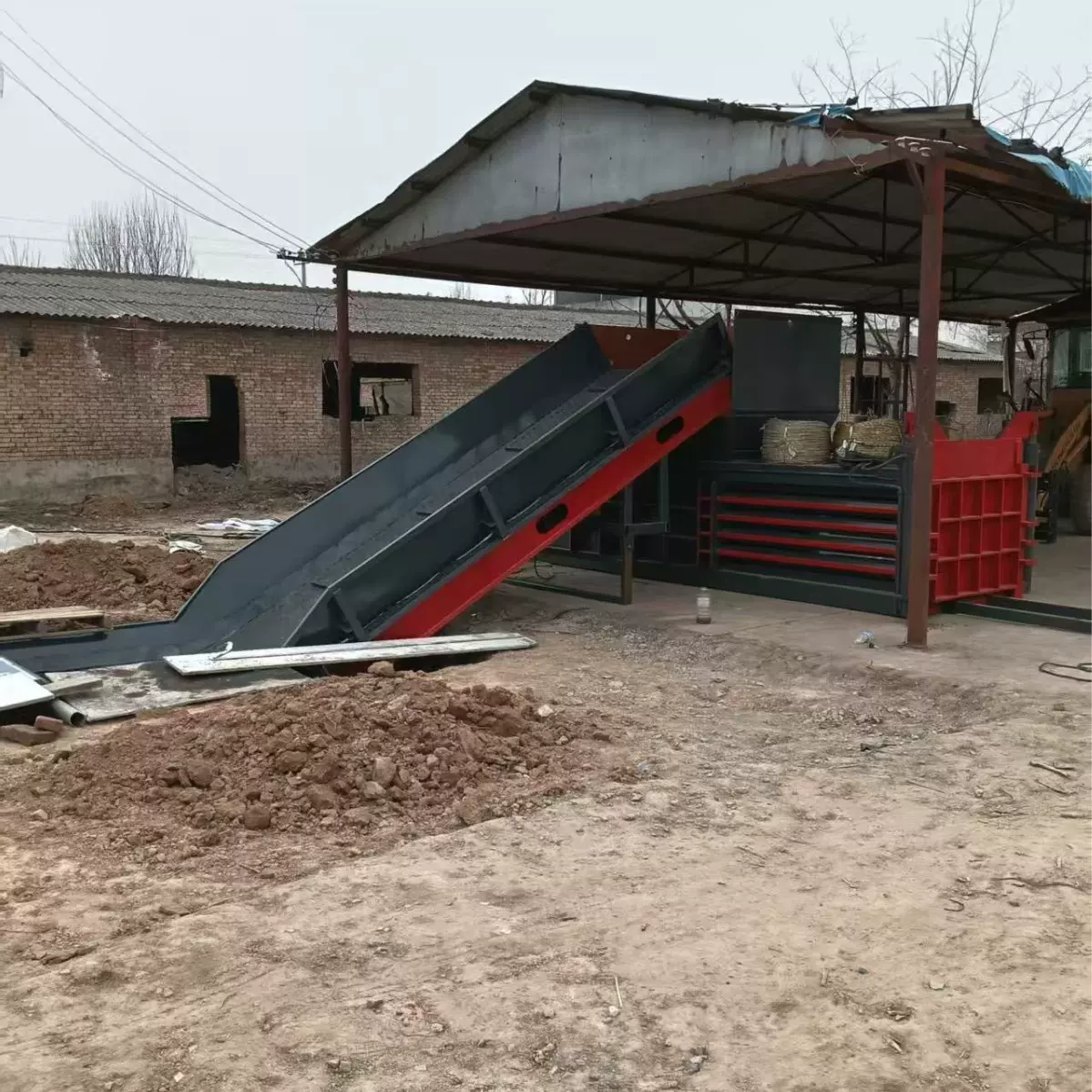 供应多用途200吨大型卧式液压打包机纸皮压缩打包机半自动打包机