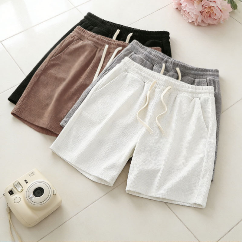 Waffle Shorts for Women, Summer Thin Style, New Loose Casual Sports Trendy Brand Beach American-Style Mid-Length Shorts