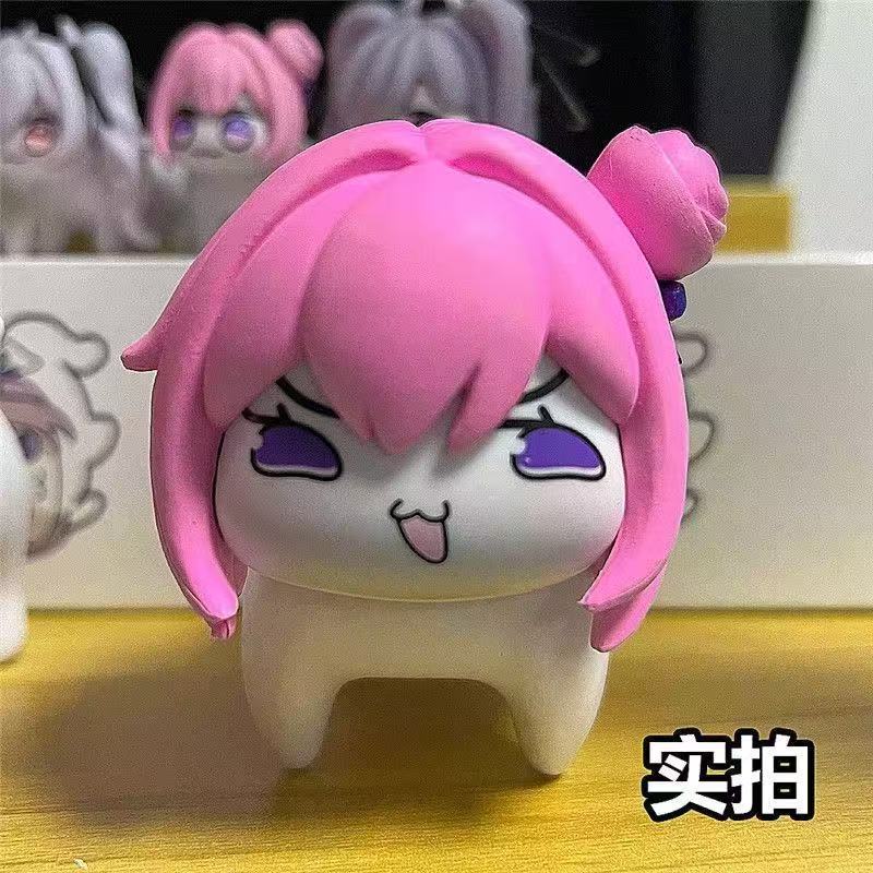 現品のdoronike勝利の女神桃楽糸q版の手はおもちゃの粉の犬のゲームのアニメの置物の公仔を作ります。|undefined