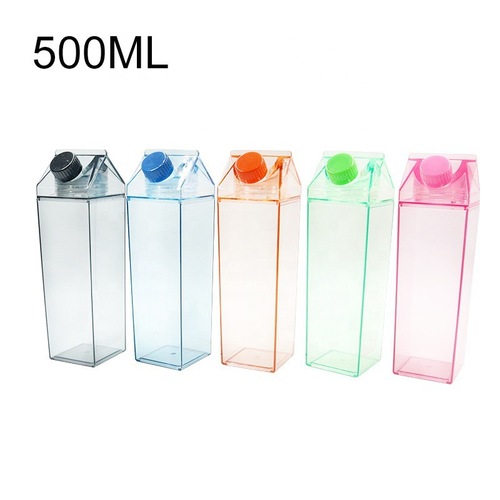 Transparent square milk cup 500ml square cup plastic water cup Japanese milk carton hot and cold beverage cup