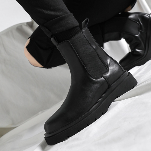 Autumn/Winter Men's Martin Boots Korean Version Chelsea Men's Boots British Style Fleece High Top Men's Shoes 6032-L