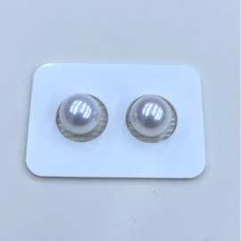 11-12mm正圆极光几乎无瑕裸珠送银耳针