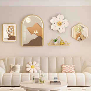 Nordic living room small flower watch hanging painting new Internet celebrity sofa background wall mural modern minimalist living room decorative painting