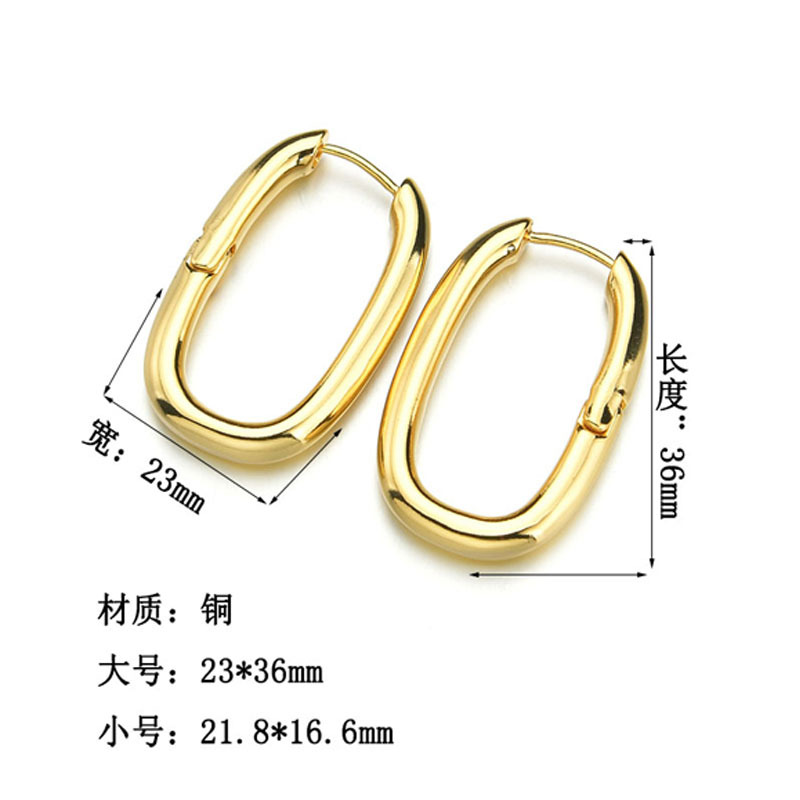 Cross-border Hot Selling U-shaped Earrings Women's European And American Simple Square Radian Ear Ring All-match Temperament Earrings Wholesale display picture 1