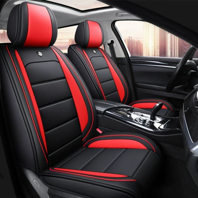 Car All-Inclusive Full Leather Baby Bear Cushion Leather Cushion Seat Cover All-Inclusive Suitable for All Seasons Car Cover Seat Cover Winter (Four Seasons Pad) - passion-red-standard-edition-general-purpose