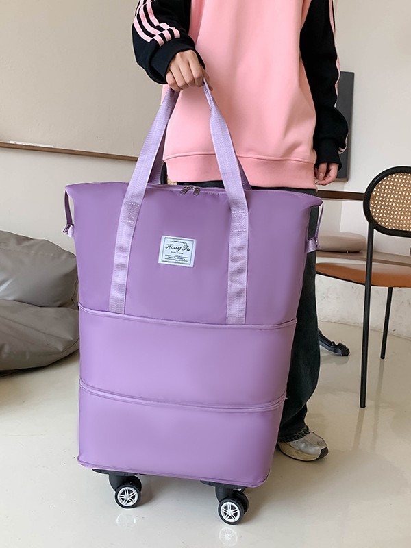 Bolsa de viaje, rueda universal de gran capacidad, bolsa de almacenamiento para estudiantes en viaje de negocios, bolsa de lona expandible impermeable, separación en seco y húmedo