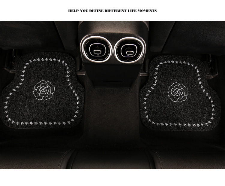 Car Mat Silk Ring Universal Main Driving Carpet Light Luxury Camellia Floor Mat Anti-Dirty Anti-Slip Protection Mat Car Mat