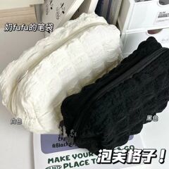 インスタ风シュークリームペンポーチ高颜値大容量ソフトフフシンプル耐汚れ耐久性文房具袋铅笔ケース