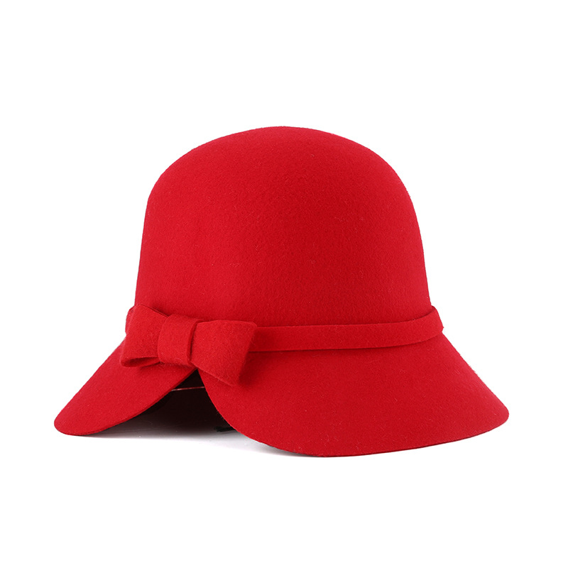 Sombrero de otoño e invierno pura lana estilo Coreano Japonés personalidad la moda brecha arco pequeño sombrero cúpula en stock al por mayor