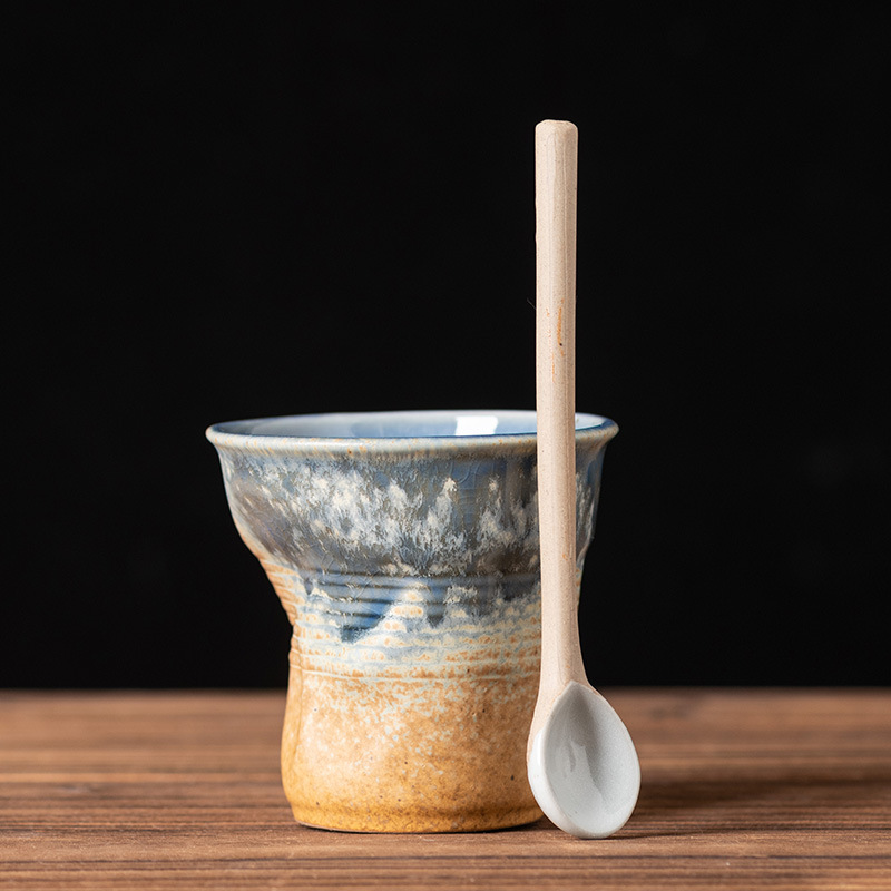 Imitation paper cup-(yellow spray blue)-without spoon 200ml