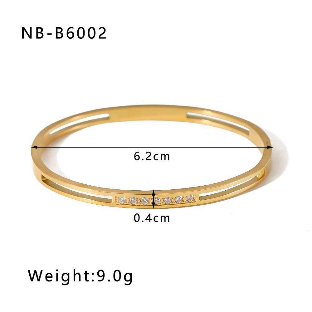 Vente chaude Nouveau Bracelet Zircon Chiffre Romain Losange Bijoux Pentagramme En Acier Inoxydable Plaqué Véritable Bijoux En Or_voghion.com