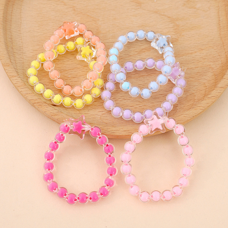 Children's Korean-Style Acrylic Five-Pointed Star Bead-In-Bead Bracelet, Cute Children's Friendship Bracelet, Birthday Gift Bracelet for Classmates Children's Korean-Style Acrylic Five-Pointed Star Bead-In-Bead Bracelet, Cute Children's Friendship Bracelet, Birthday Gift Bracelet for Classmates