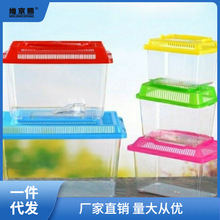 小鱼缸批发金鱼缸手提乌龟塑料运输盒宠物盒子大中小透明小仓鼠盒