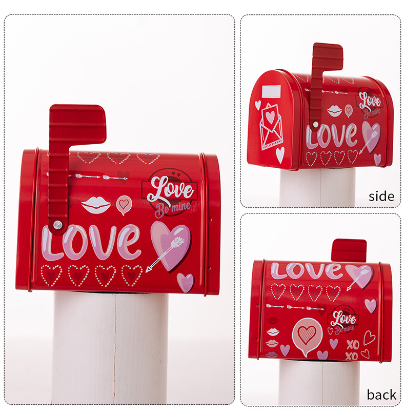 Holiday, Date Occasion Valentine'S Day Cute Romantic Letter Heart Shape Mailbox Tinplate Holiday Date Decorative Props
