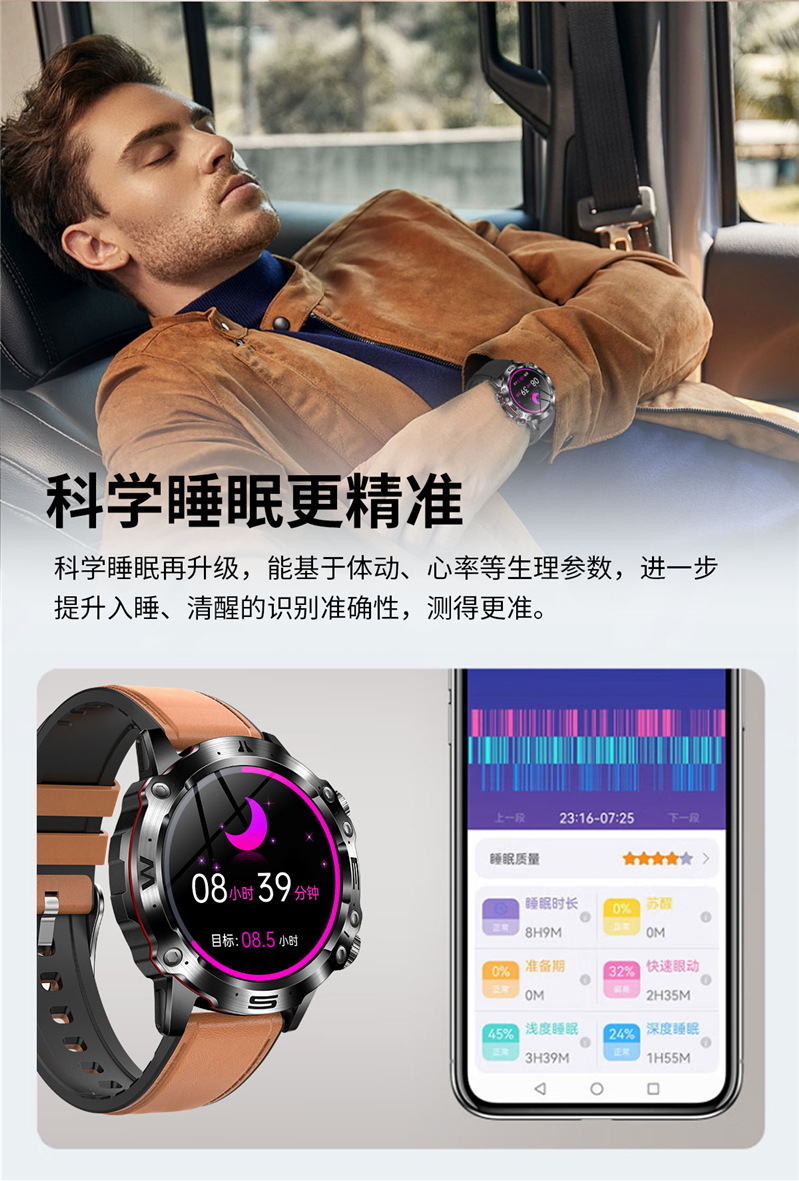 2024 Cross-border New ET482 smartwatch AMOLDE high-definition non-invasive blood glucose, body temperature and blood pressure Outdoor Sports undefined