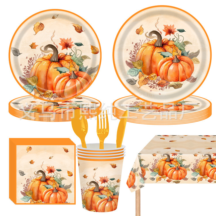 New Hot Sale Thanksgiving Pumpkin Birthday Party suit Theme Tablecloth Tissue Paper Cup Plate Kids Party New Hot Sale Thanksgiving Pumpkin Birthday Party suit Theme Tablecloth Tissue Paper Cup Plate Kids Party
