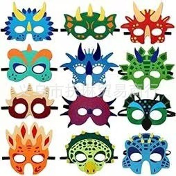 Cross-border Creative Children's Party Dinosaur Mask Felt Halloween Mask Dress Up Party Explosion Mask Can