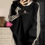 圆领秋冬季美式拼接卫衣
