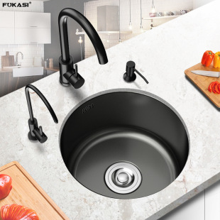 Kitchen Sink Round Stainless Steel Single Bowl Black Nano Bar Island Small Undermount Sink Luxury Sink
