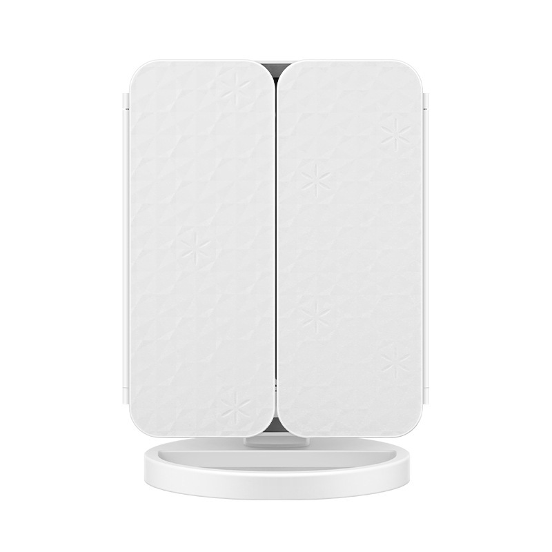 Led化粧鏡デスクトップ補光拡大三面折り畳み貝殻鏡回転収納プリンセス化粧鏡メーカー|undefined